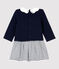 Baby-Kleid aus Molton für Mädchen weiss MARSHMALLOW/blau SMOKING