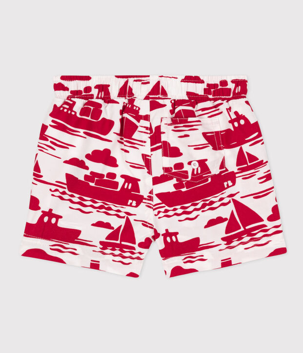 Baby-Badeshorts aus recyceltem Material naturfarben/rot