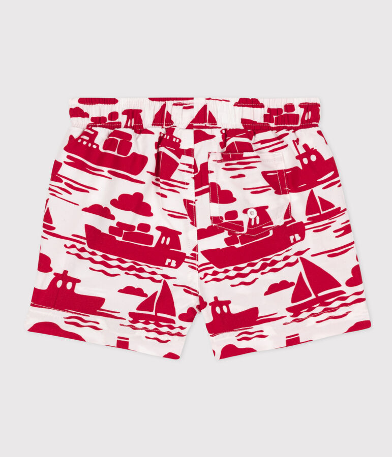 Baby-Badeshorts aus recyceltem Material naturfarben/rot
