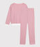 Damen-Pyjama aus Baumwolle mit Streifen rosa/weiss