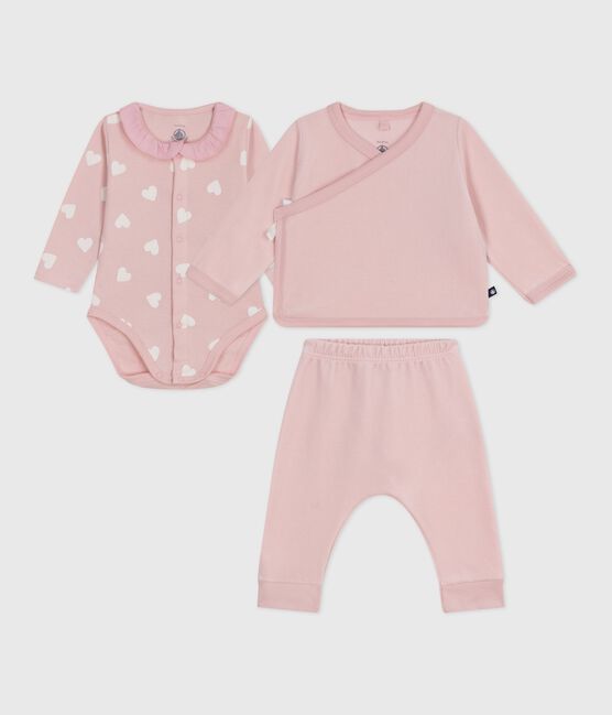 2-teiliges Baby-Geschenkset aus Nicki und bestickter Body mit Herzmotiv rosa JOLI