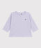 Langärmeliges Baby-T-Shirt aus Baumwolle mit Streifen weiss SQUAW/ MARSHMALLOW