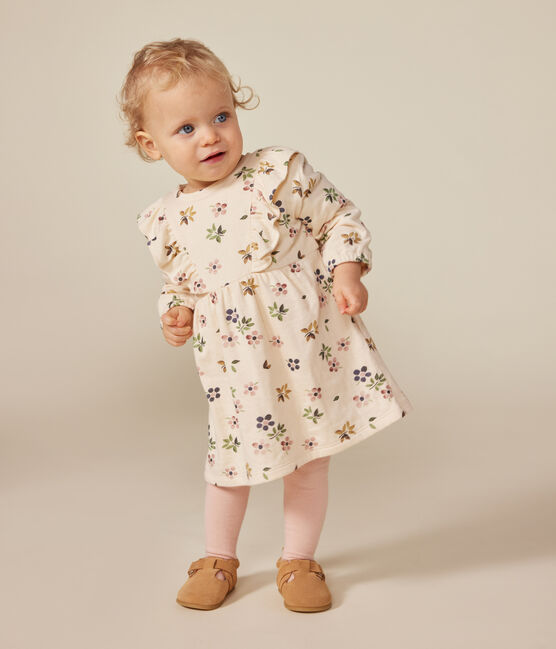 Langärmeliges Baby-Kleid aus Doppeljersey weiss AVALANCHE/ MULTICO