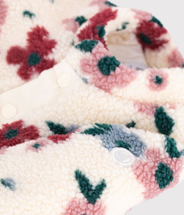 Baby-Mantel mit Sherpafutter und Blumenmotiv naturfarben/vielfarbig