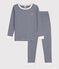 Kinderpyjama mit schlanker Passform aus Baumwolle mit Ringelstreifen blau MEDIEVAL/weiss MARSHMALLOW