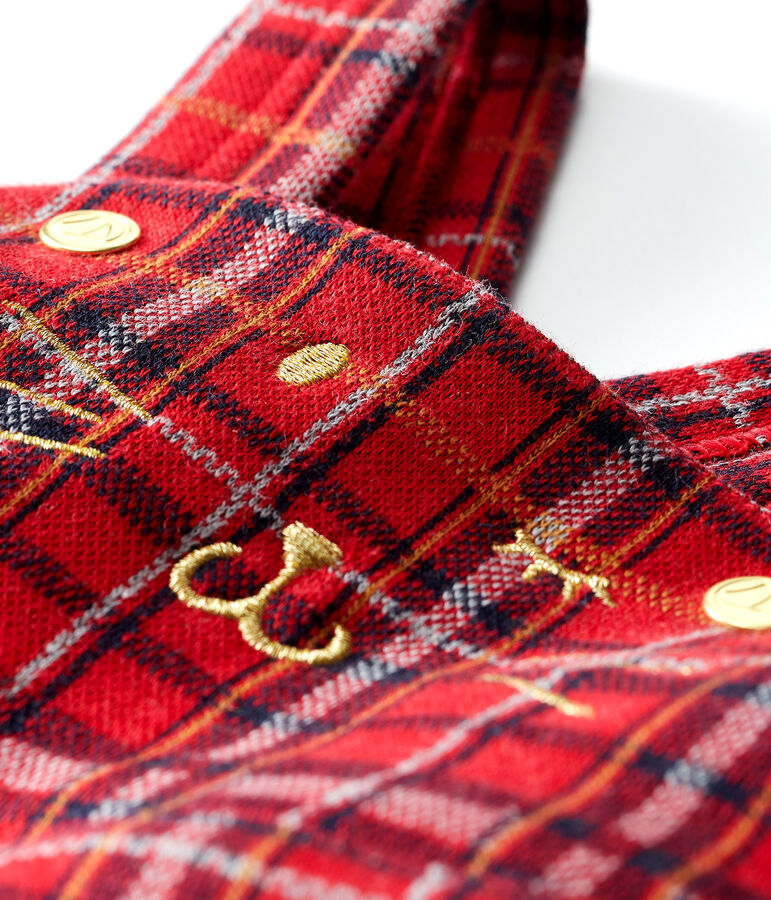 Kariertes Baby-Latzkleid f&uuml;r M&auml;dchen rot/vielfarbig