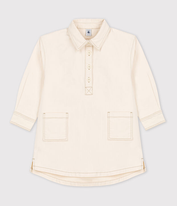 Lang&auml;rmeliges Kinderkleid aus Denim f&uuml;r M&auml;dchen naturfarben