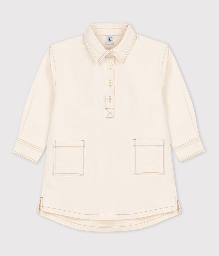 Lang&auml;rmeliges Kinderkleid aus Denim f&uuml;r M&auml;dchen naturfarben