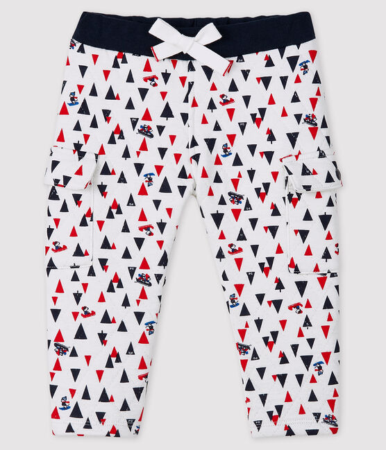 Baby-Hose aus Doppeljersey für Jungen weiss MARSHMALLOW/weiss MULTICO