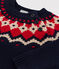 Baby-Jacquard-Pullover aus Woll und Baumwollstrick blau SMOKING/weiss MULTICO