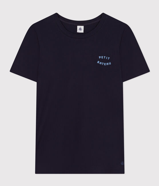 Damen-T-Shirt Le Droit aus Baumwolle mit Rundhalsausschnitt blau SMOKING