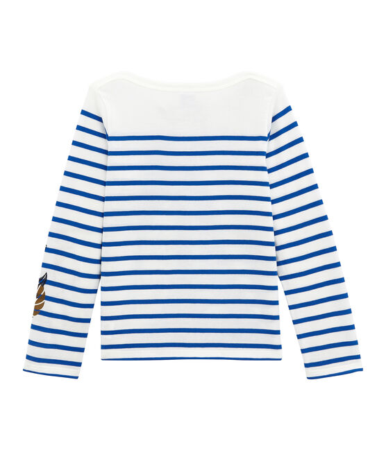 Jungen Streifenshirt im originellen Design weiss MARSHMALLOW/blau PERSE