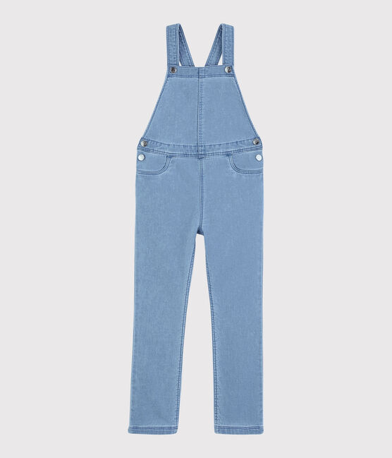 Kinder-Latzhose aus Denim-Molton für Mädchen blau DENIM CLAIR