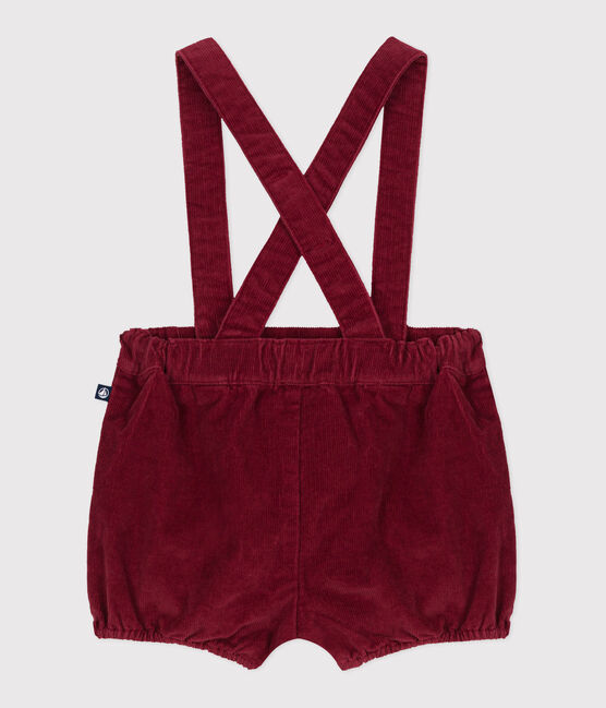 Baby-Trägershorts aus einfarbigem Fein-Cord AMARANTE