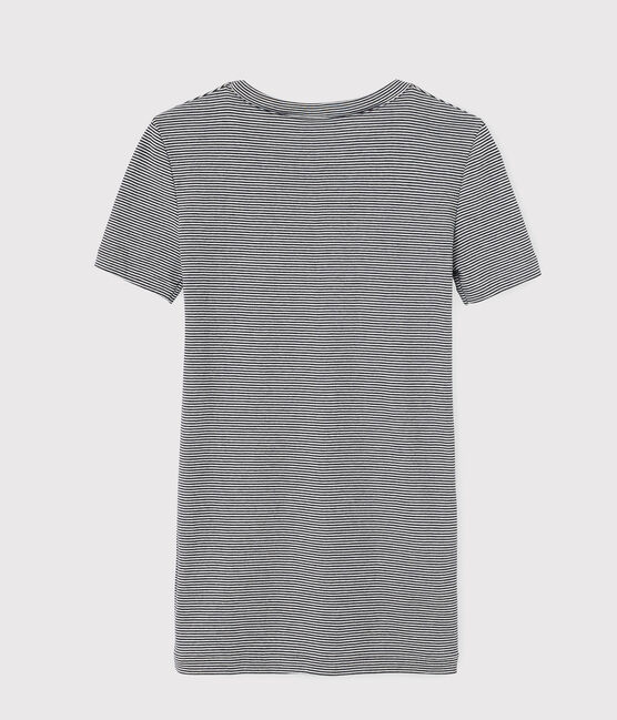 Damen-T-Shirt aus Baumwolle mit Rundhalsausschnitt blau SMOKING/weiss MARSHMALLOW