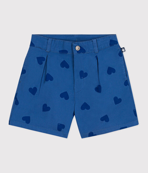 Kinder-Shorts aus Baumwolle mit Herzmotiv blau/blau