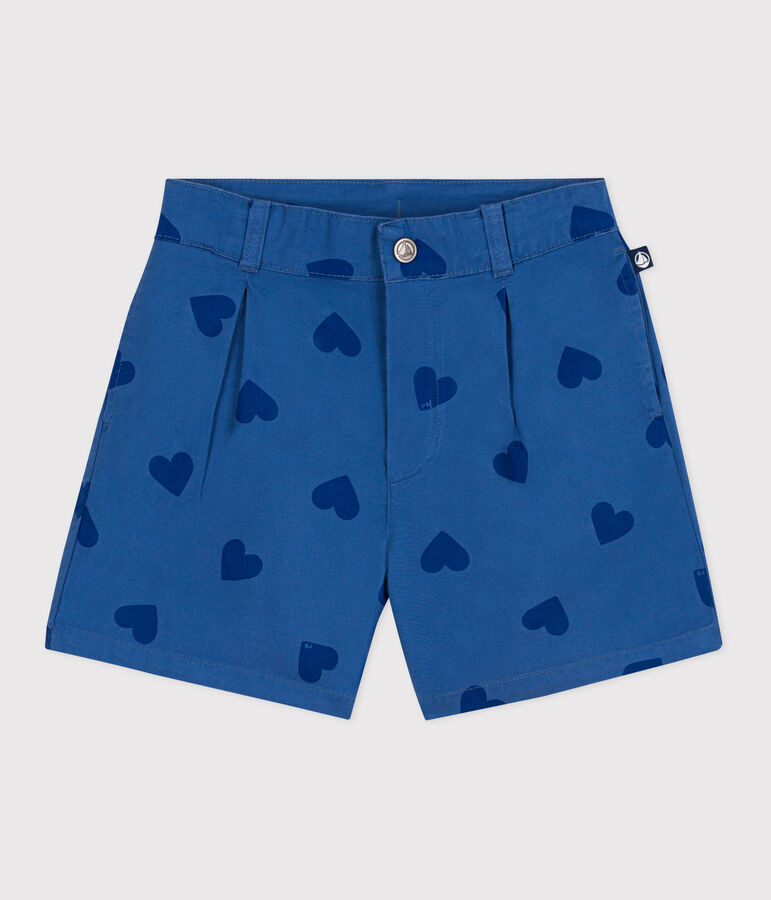 Kinder-Shorts aus Baumwolle mit Herzmotiv blau/blau