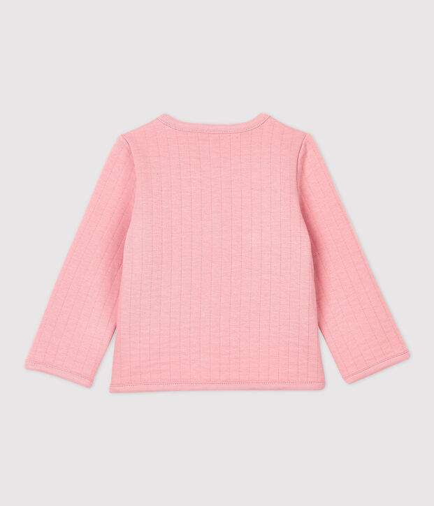 Baby-Cardigan aus gestepptem Doppeljersey. rosa