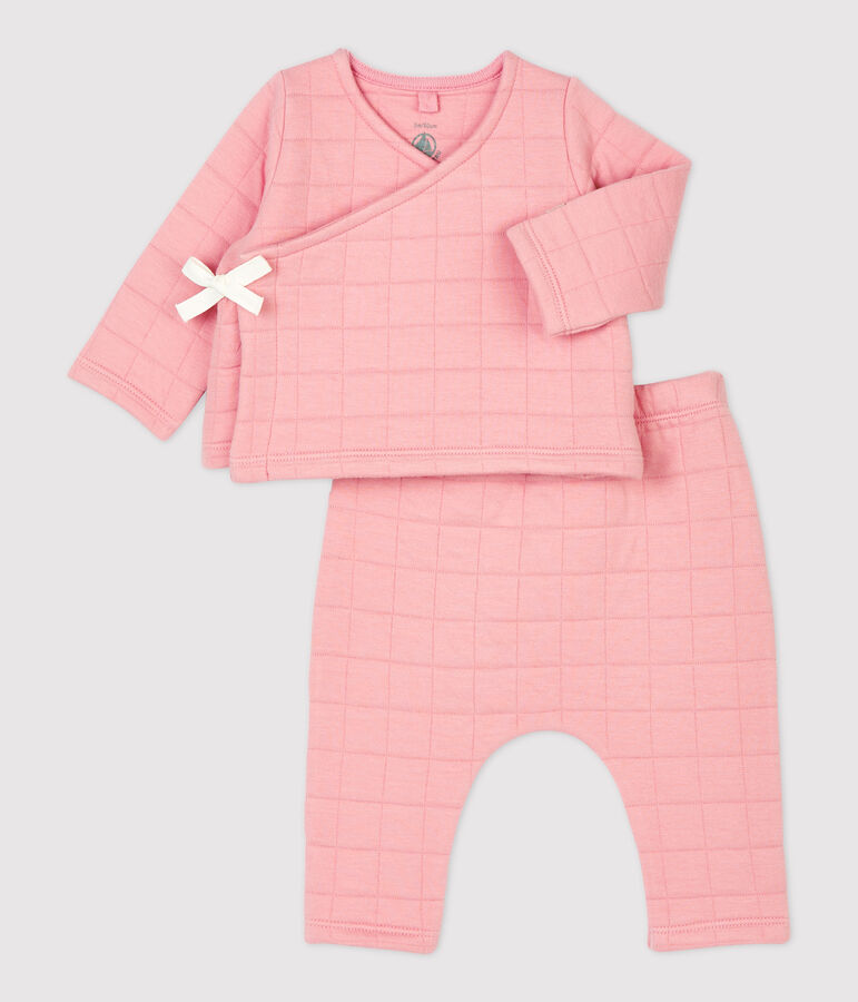 Zweiteiliges Baby-Set aus gesteppter Bio-Baumwolle rosa