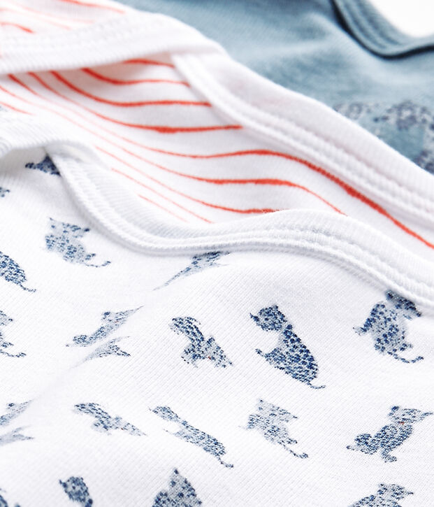 Kurz&auml;rmelige Baby-Jungen-Bodys im 3er-Set weiss