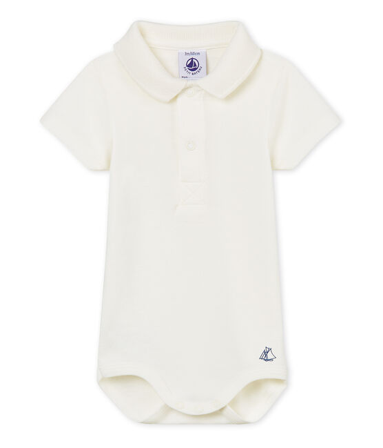 Einfarbiger kurzärmeliger body mit polokragen jungen weiss MARSHMALLOW CN