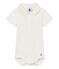 Einfarbiger kurzärmeliger body mit polokragen jungen weiss MARSHMALLOW CN