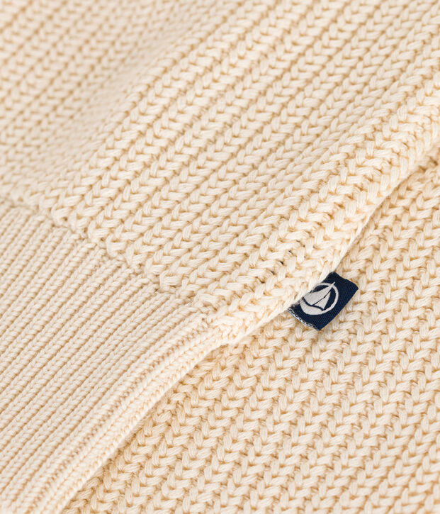Damen-Cardigan mit Patentmuster aus Baumwolle naturfarben