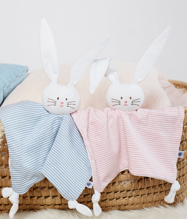 Baby-Kuschelh&auml;schen aus Rippstrick blau/weiss