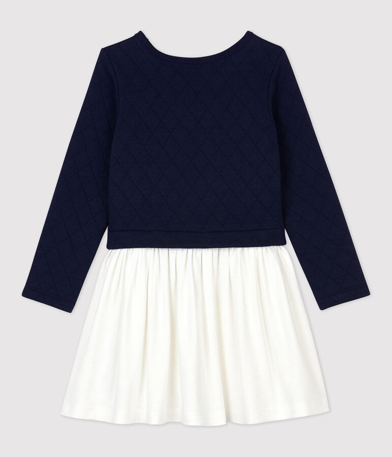 Lang&auml;rmeliges Kinder-Kleid aus Doppeljersey f&uuml;r M&auml;dchen blau SMOKING/weiss MULTICO