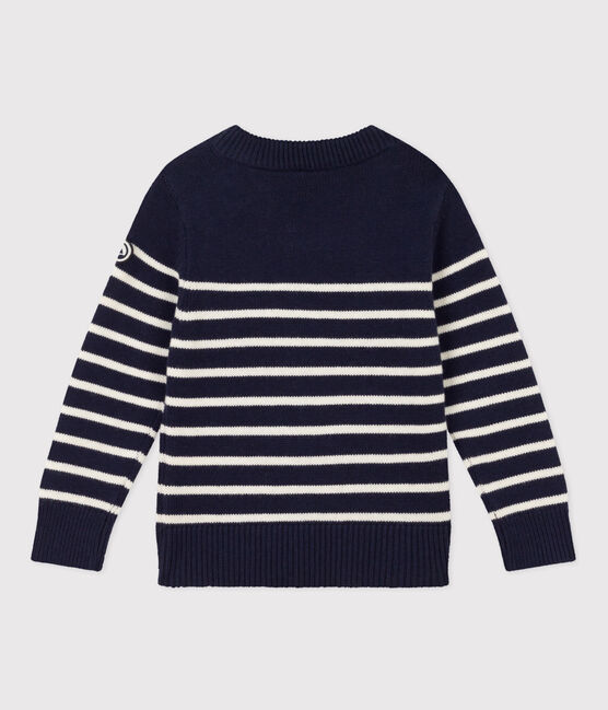 Kinderpullover aus Wolle und Baumwolle Mädchen / Jungen blau SMOKING/weiss MARSHMALLOW