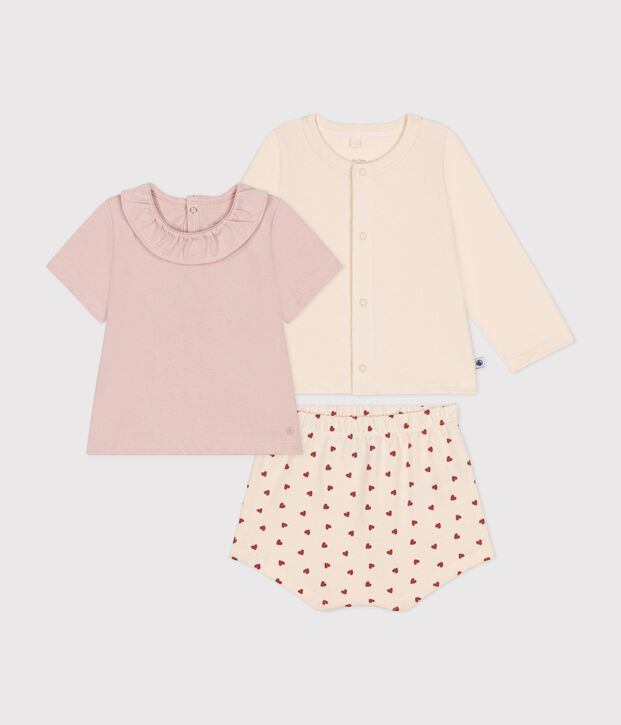 3er-Baby-Set aus leichtem Jersey naturfarben/vielfarbig