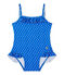 Gepunkteter Baby-Mädchen-Badeanzug blau PERSE/weiss MARSHMALLOW