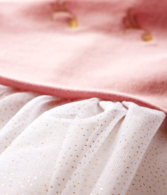 Langärmeliges Babykleid aus Materialmix für Mädchen rosa CHARME/weiss MULTICO