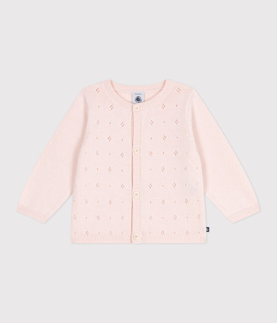 Baby-Cardigan aus Baumwolle mit Zierstrick rosa FLEUR