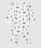 Baby-Strampler 'Paris' ohne Fuß aus Rippstrick weiss MARSHMALLOW/blau MAJOR