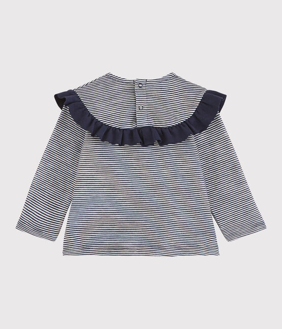 Langärmelige Baby-Bluse für Mädchen blau SMOKING/weiss MARSHMALLOW