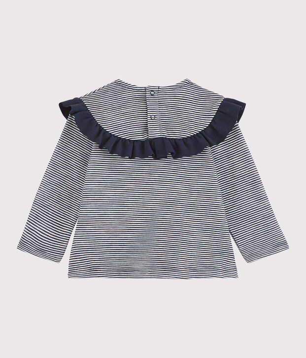 Lang&auml;rmelige Baby-Bluse f&uuml;r M&auml;dchen blau/weiss