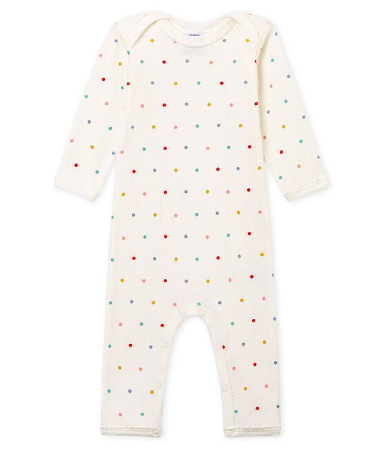 Baby Mädchen Body mit langen Beinen in Rippstrick weiss MARSHMALLOW/weiss MULTICO
