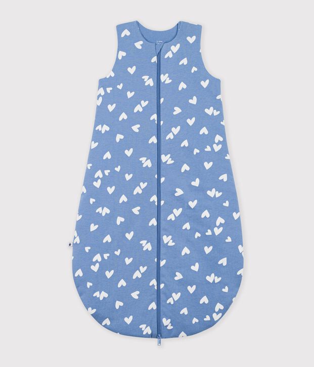 Babyschlafsack aus Baumwolle mit Herzmotiv TOG-Wert 2,5 blau/weiss
