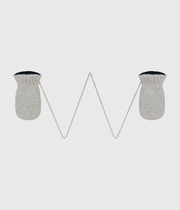 Baby-F&auml;ustlinge aus einfarbigem Strick mit Fleece-Futter grau