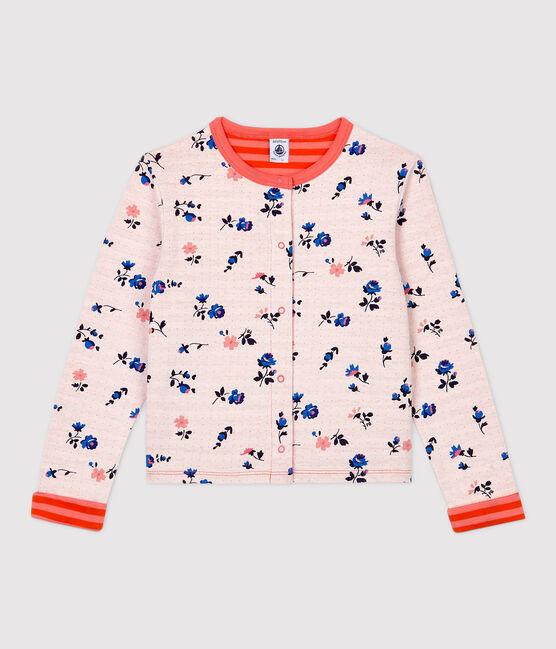 Kinder-Cardigan aus Doppeljersey für Mädchen weiss MARSHMALLOW/weiss MULTICO