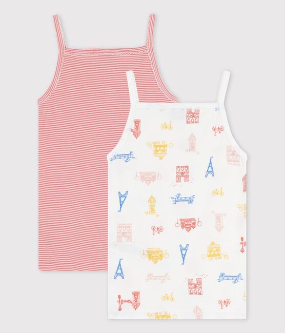 2er-Set Spaghetti-Tops aus Baumwolle mit Paris-Motiv für Mädchen variante 1