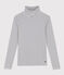 Rollkragenshirt aus Baumwolle für Damen weiss MARSHMALLOW/blau SMOKING