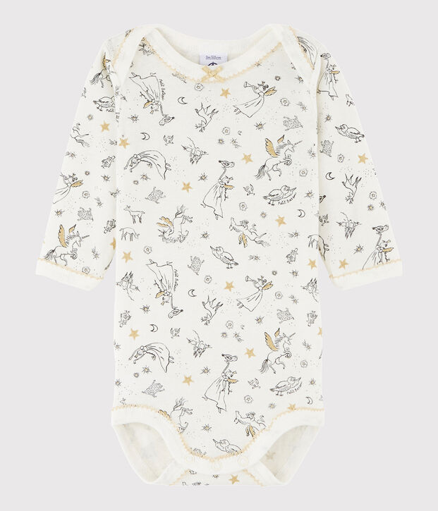 Lang&auml;rmeliger Baby-Body M&auml;dchen weiss/vielfarbig