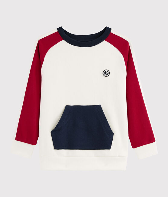 Kinder-Sweatshirt für Jungen weiss MARSHMALLOW/rot TERKUIT/ SMOKING