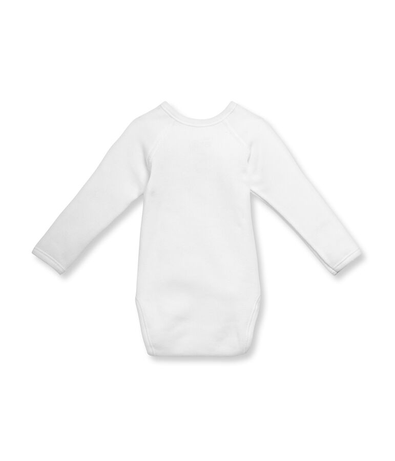 Baby-Wickelbody, Langarm, Unisex, aus angerauter Baumwolle weiss Ecume