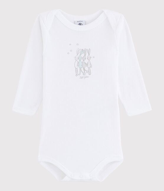 Langärmeliger Baby-Body Mädchen/Jungen weiss ECUME