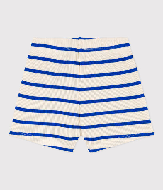 Baby-Shorts aus gestreiftem Rippstrick blau AVALANCHE/weiss PERSE