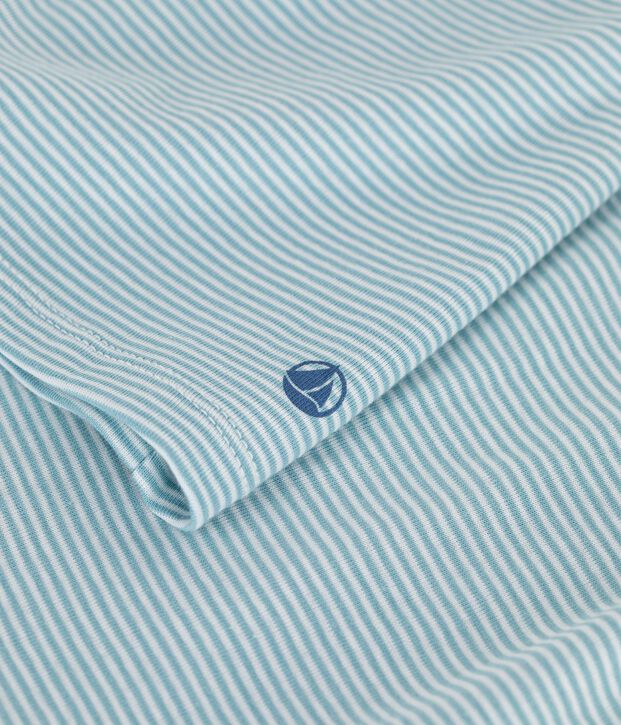 Kurz&auml;rmeliges Damen T-Shirt aus Baumwolle mit Streifen gr&uuml;n/weiss