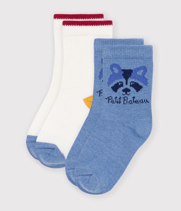 2 Paar Baby-Socken aus einfarbiger Baumwolle mit Tiermotiven vielfarbig